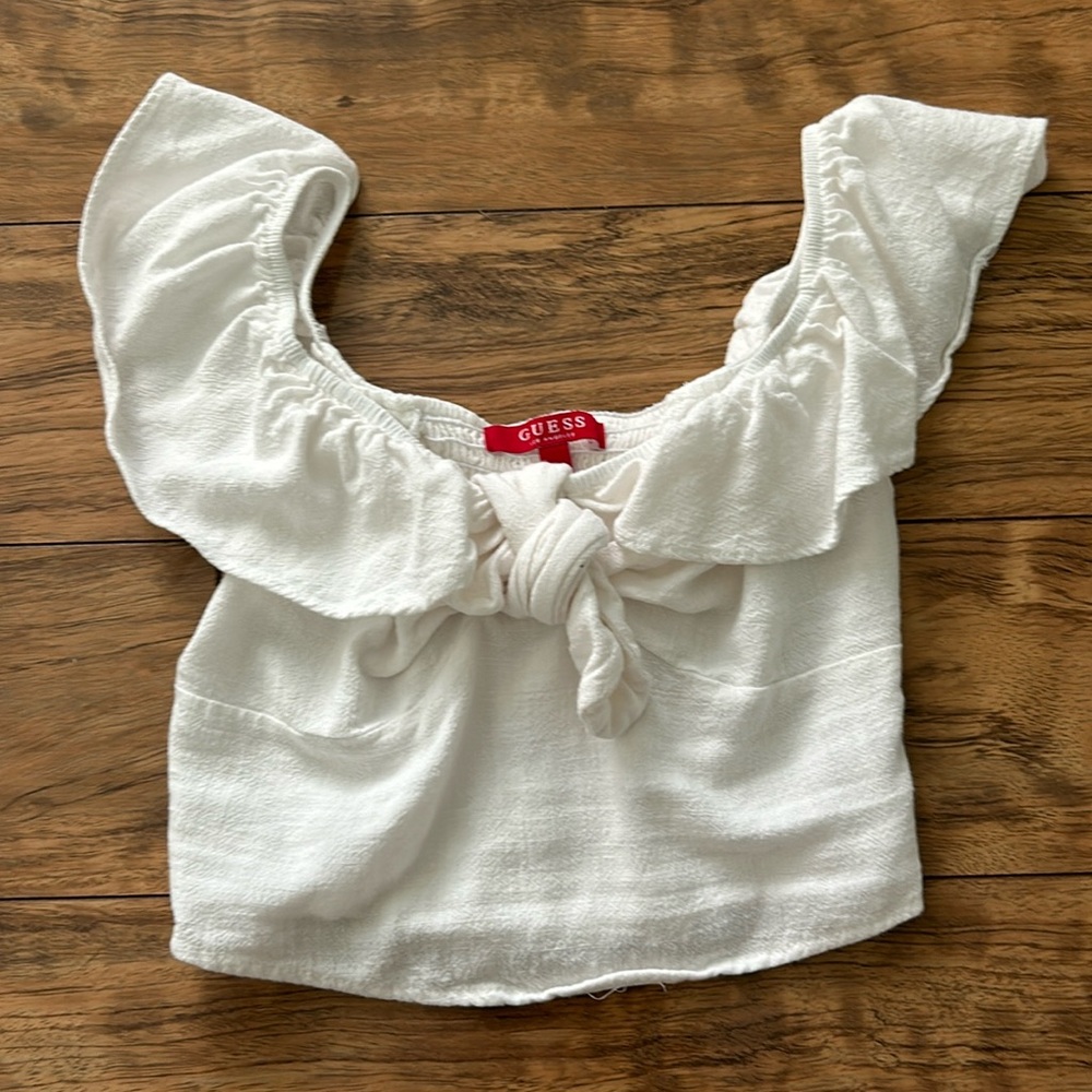 Guess white crop top $15